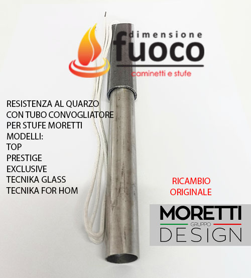 CANDELETTA RESISTENZA QUARZO ORIGINALE MORETTI CON TUBO CONVOGLIATORE